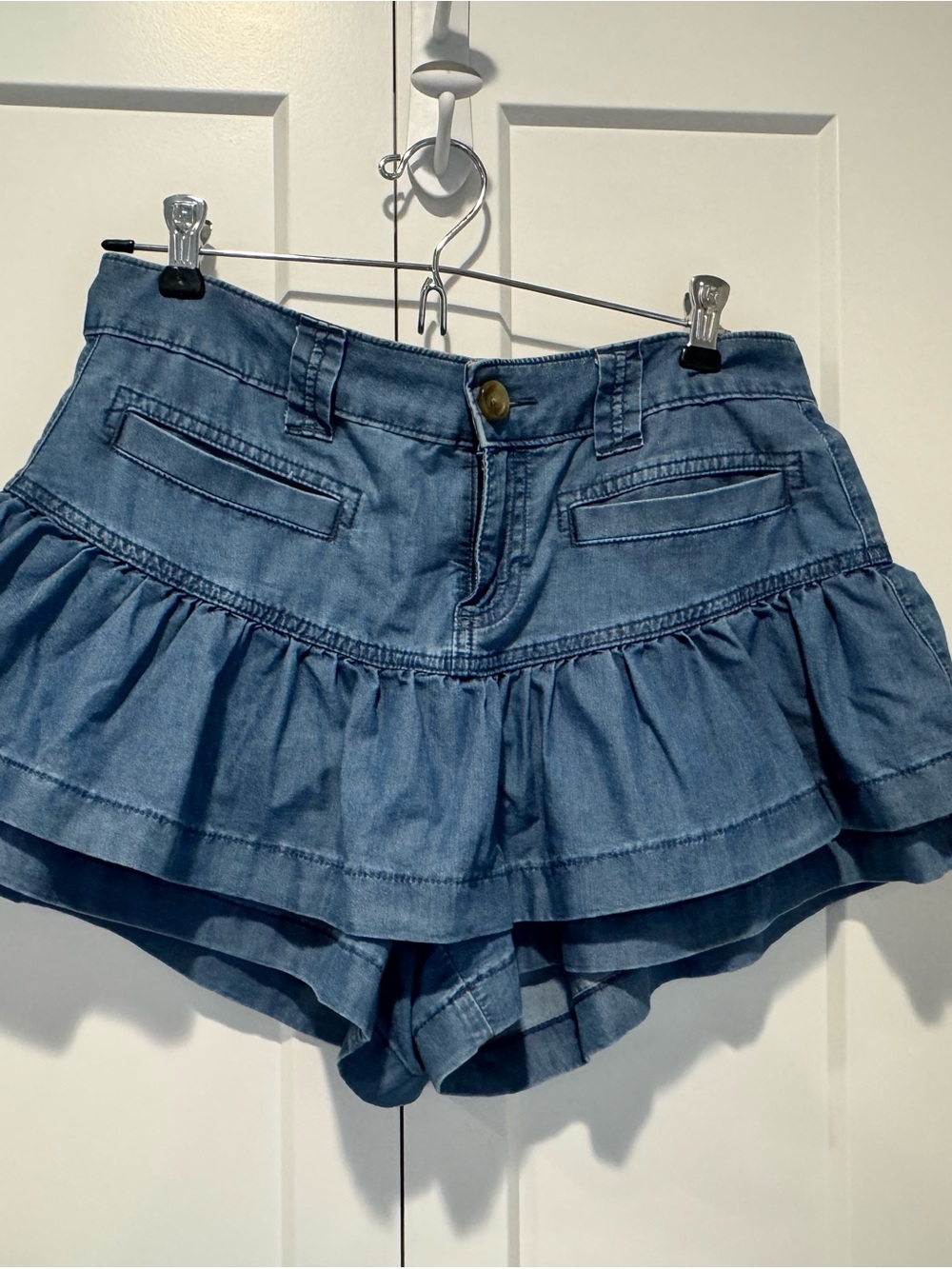 American Eagle Denim Ruffle Tiered Women’s Skort - Blue
